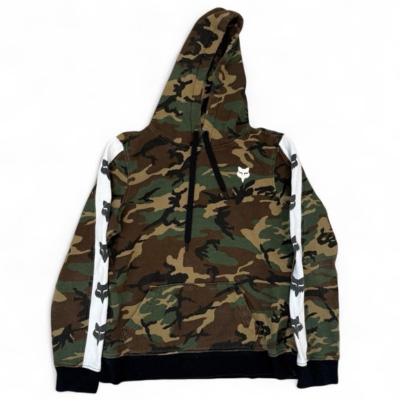 Fox Tops - Fox Racing Camo Pullover Hoodie Women's Medium Sweatshirt Drawstring Goth Y2K